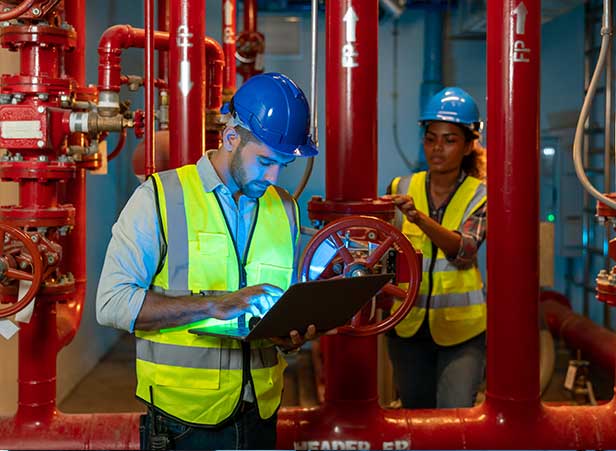 engineer checking data