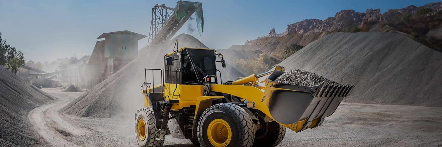 Mining Loader moving gravel in a quarry
