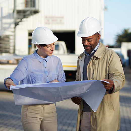 Project engineers reviewing plans