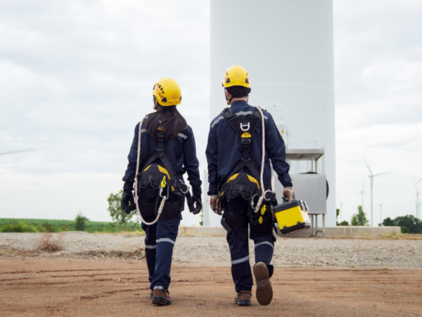 Engineers and wind turbine
