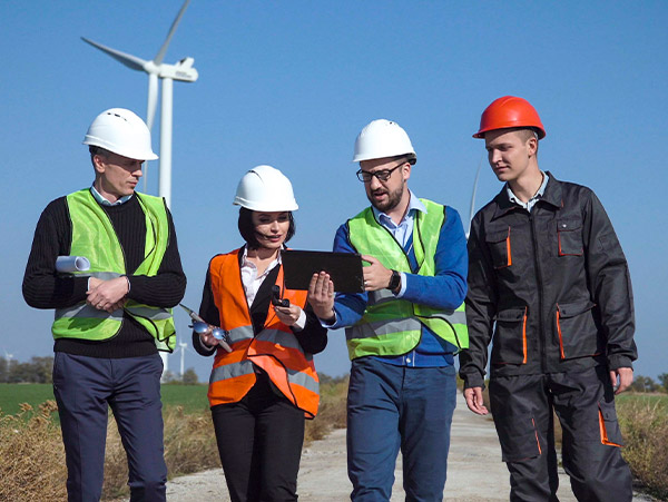 Engineers and wind turbine