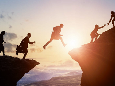 people crossing the canyons